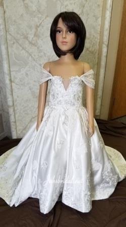 off the shoulder flower girl dress